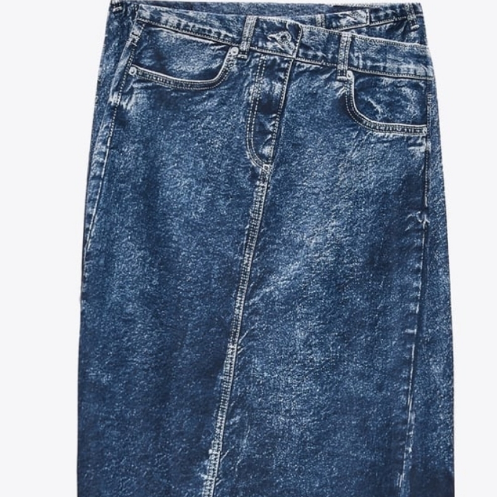 NWT Zara Mesh denim Print skirt size S